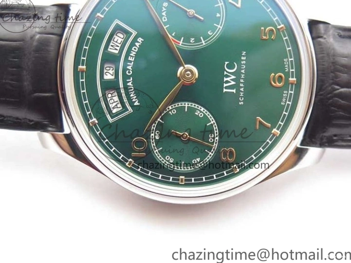 MIROTIME 0212 Portuguese Real PR Real Annual Calendar IW503510 ZF 1:1 Best Edition Green Dial on Black Leather Strap A QuickDry 7097